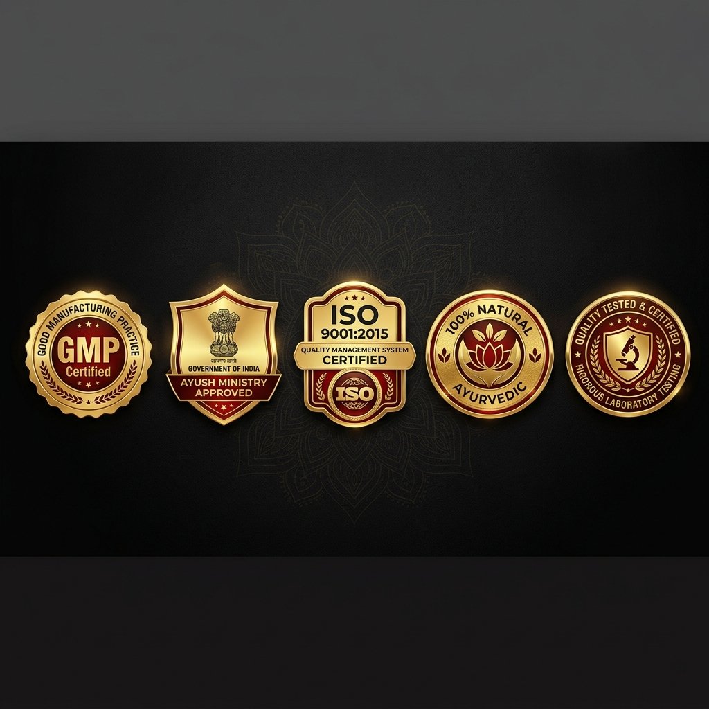 GMP Certified, AYUSH Approved, ISO Certified, Quality Tested